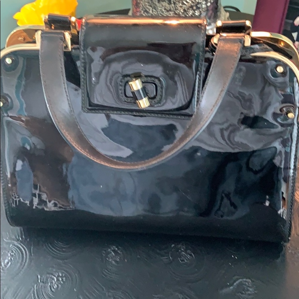 Black patent leather handbag Yves St Laurent